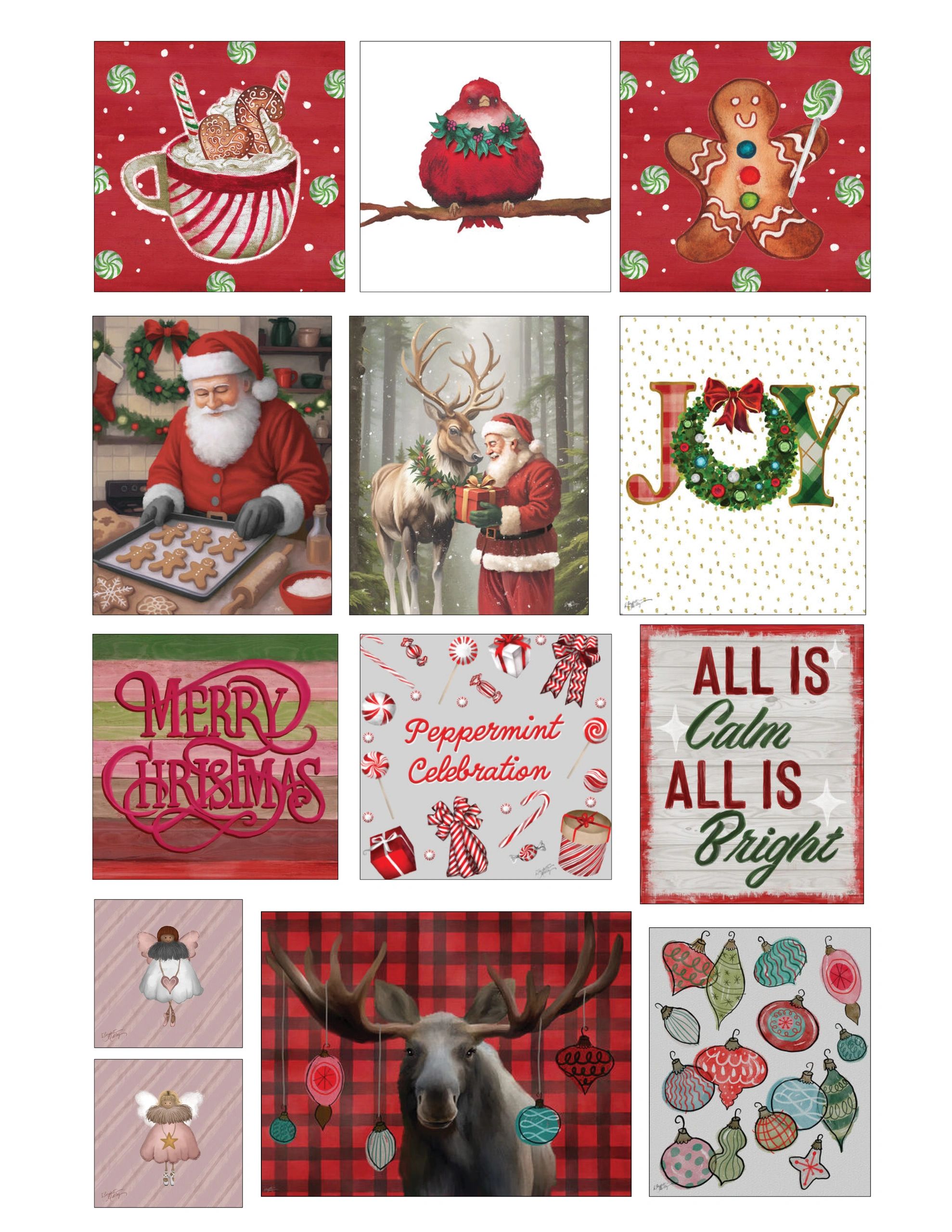Festive Christmas illustrations and holiday greetings.