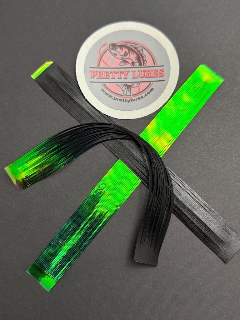 Silicone Skirt tabs ( Black Holographic Chartreuse )