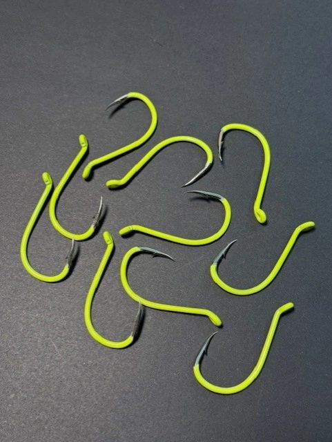 10/0 UV Chartreuse Offset Octopus Hooks 10 pack