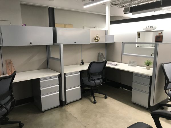 Office work desk and chairs