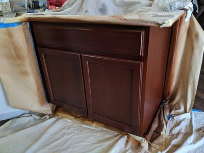 After a few coats of stain and finish the cabinets look great!