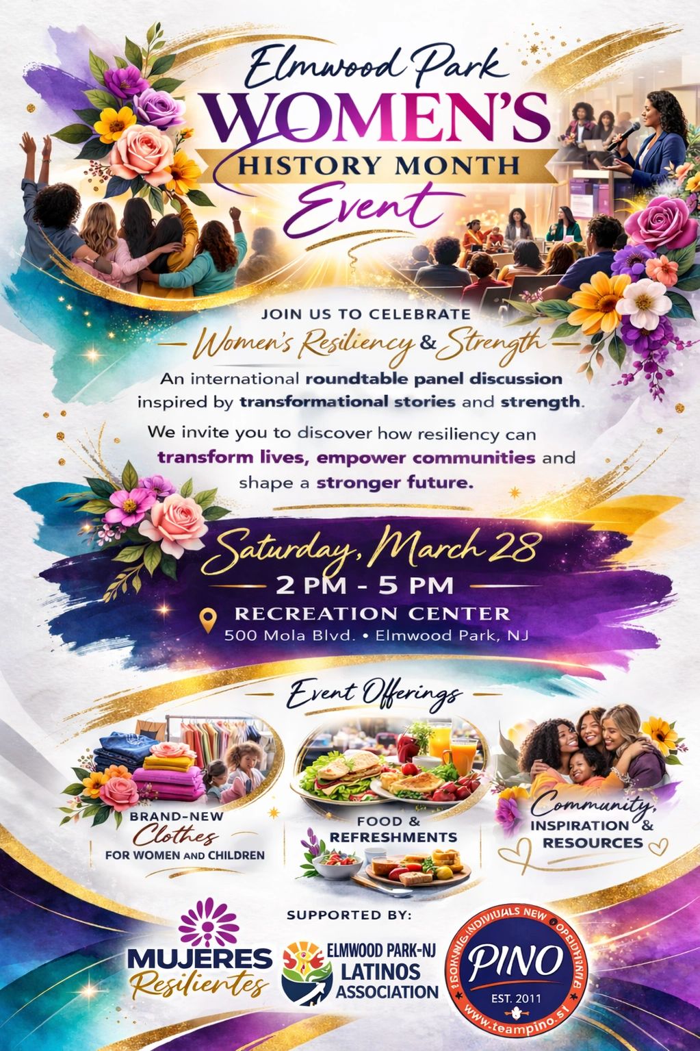 Elmwood Park Women's History Month event on March 28 for resilience and strength.