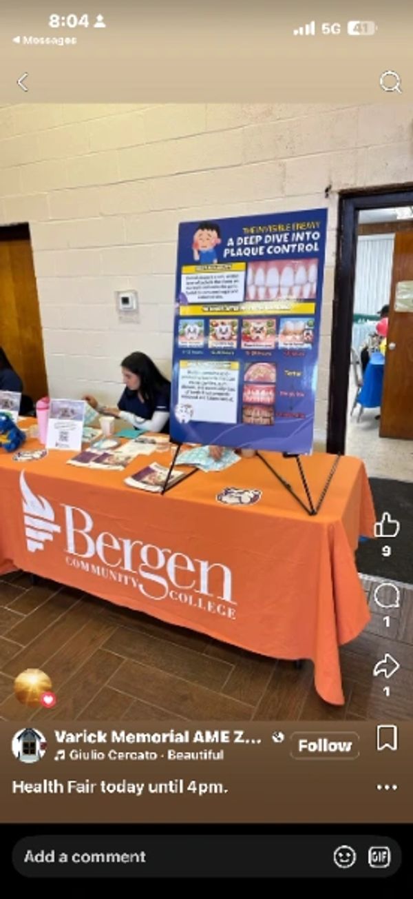 Bergen Community College dental health booth at a health fair.
