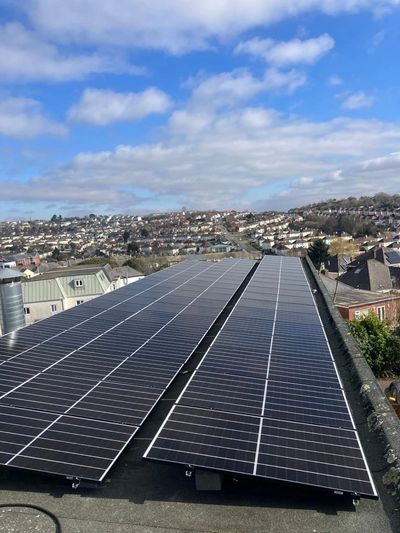 Solar panels on flat roof