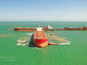 Iron Ore vessel being berthed in Dampier