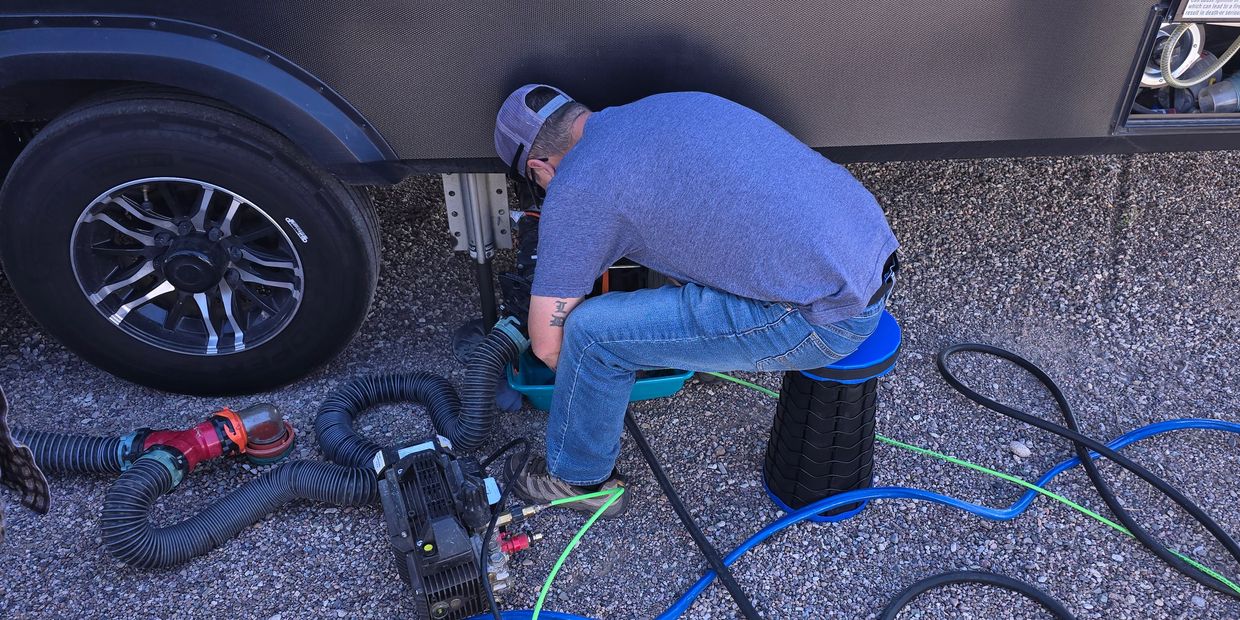 Gabe from Tank Rangers RV Tank Service hard at work