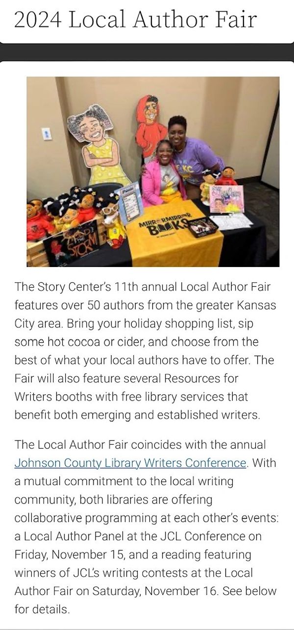 2024 Mid Continent Library Local Author Book Fair at the JCL Conference on Friday, November 15