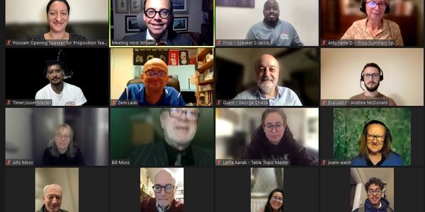 Virtual meeting with multiple participants in a grid view.