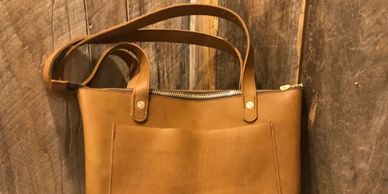 leather tote with zipper, handbag, purse, mini-messenger bag, satchel, clutch, wristlet