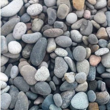 A collection of smooth, rounded pebbles.