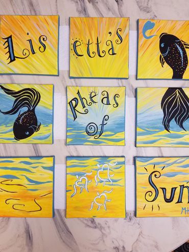 Lisetta's Rheas of Sun, 2016 [30x30 acrylic (3x3)]  (Sold)