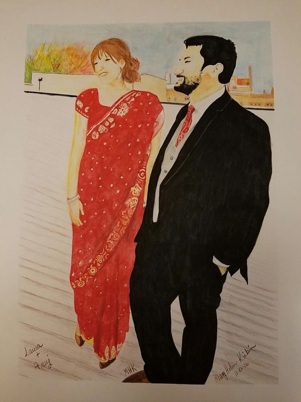 Laura and Anuj, 2016 [18x24 Watercolor/paper]  (Sold)