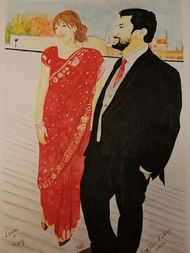 Laura and Anuj, 2016 [18x24 Watercolor/paper]  (Sold)