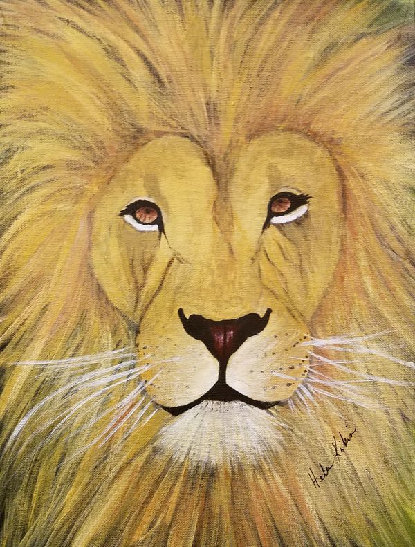 Lion, 2018 [12x16 acrylic/ paper]  (Sold)