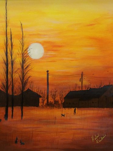 Nadine's Farm Life, 2019 [20x16 acrylic]  (Sold)