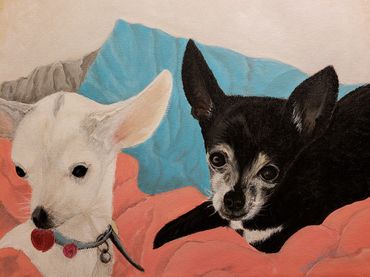 Beverly's pups, 2019 [14x11 acrylic / canvas]  (Sold)