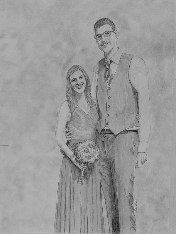 Brad and Anna Cockrel, 2020 [26x20 graphite]  (Sold)