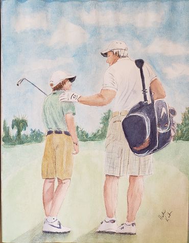 Golf Buddies, 2020  [11x14 watercolor]