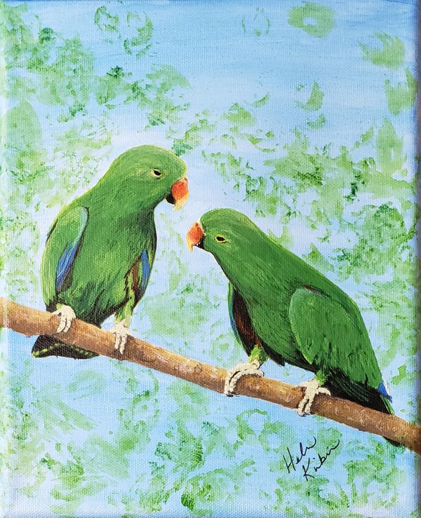 Green Parrots, 2020 [8x10 acrylic] 