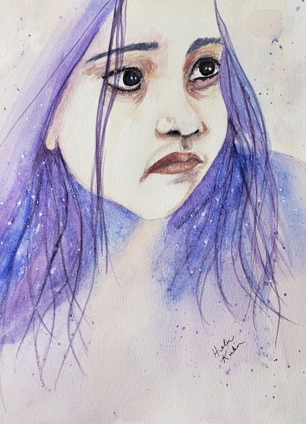 Purple Hair, 2020 [8x10 watercolor] 