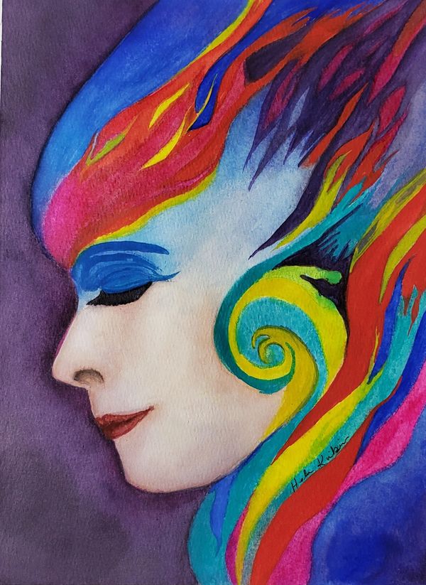 Flame Lady, 2021 [8x10 Watercolor] 