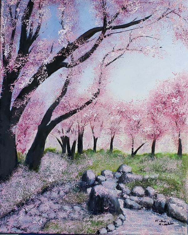 Cherry blossom garden, 2021 [16x20 Oil] 