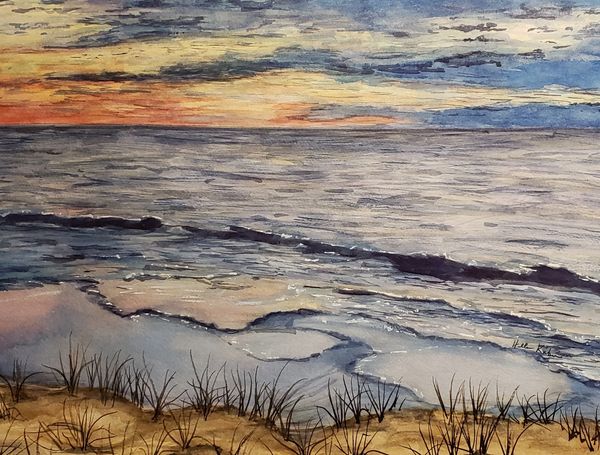 Serenity (Ocean Sunset), 2021 [12x16 Watercolor] 