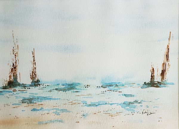 Ships at Sea (Concept), 2021 [14x11 Watercolor] 