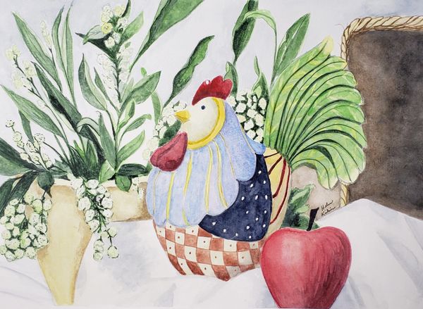 Chicken Still Life, 2021 [14x11 Watercolor]