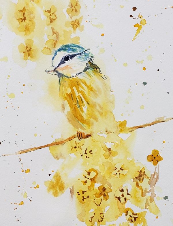 Yellow Fleur de Bird, 2021 [11x14 Watercolor] 