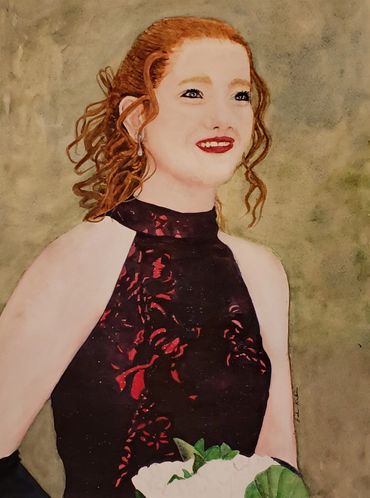  Chrissy Red Prom , 2021 [11x14 watercolor]  [Commissioned] 
