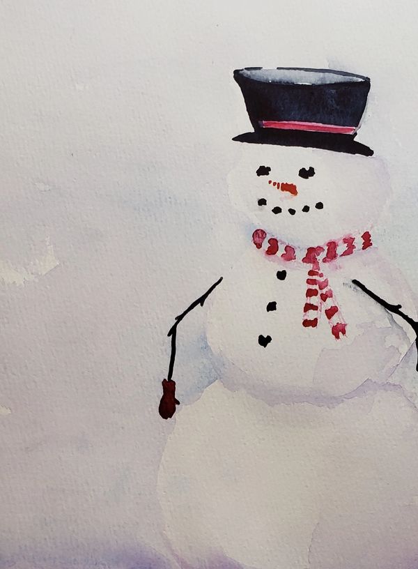 Snowman 21, 2021 [8x10 Watercolor]  (Sold)