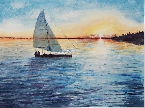 Sunset Sails, 2021 [16x12 Watercolor] 