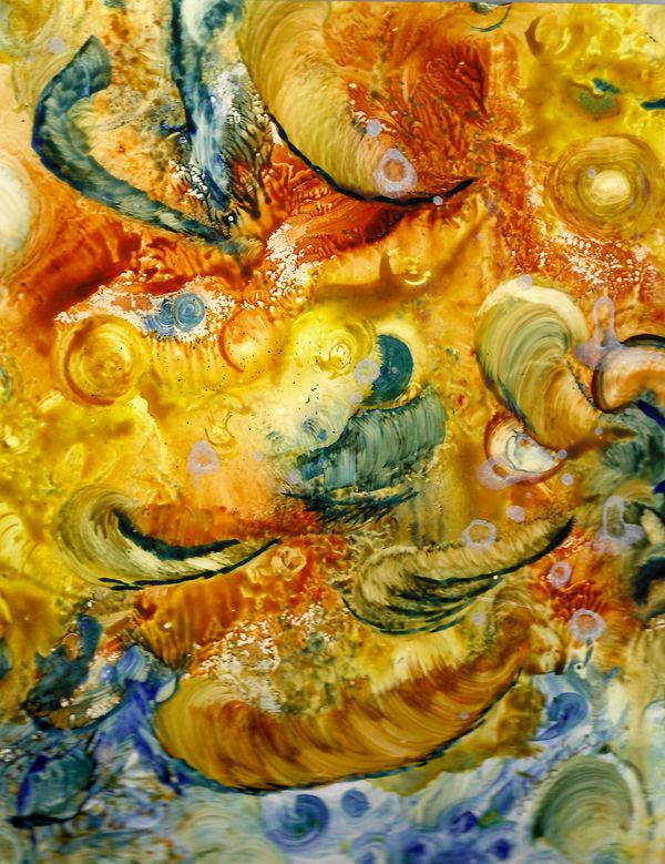 Orange fish on yupo, 2022 [8x10 Watercolor]    # 22-190