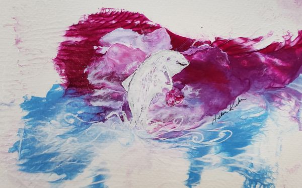 (FMB Mini) dolphin splash, 2022 [5x7 Acrylic] (Sold)   # 22-210