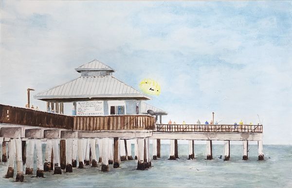 FMB Pier - Before, 2024 [29x21 Watercolor]    # 24-254 SOLD