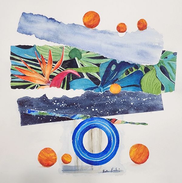 Balance Painting, 2024 [10x10 before frame, Watercolor]    # 24-261