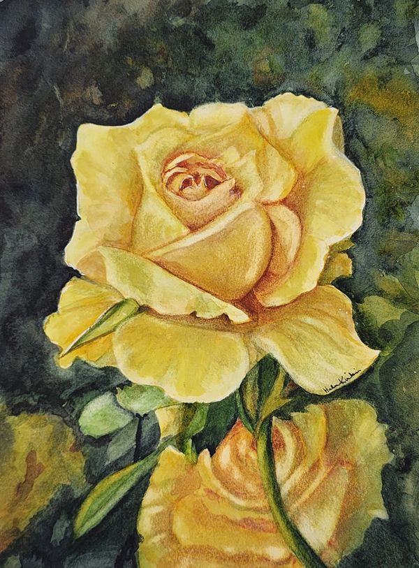 Yellow Rose Garden, 2024 [8x10 Watercolor]    # 24-270