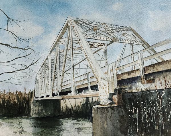 Sandy Ford Bridge, 2024 [12x9 Watercolor]    # 24-279