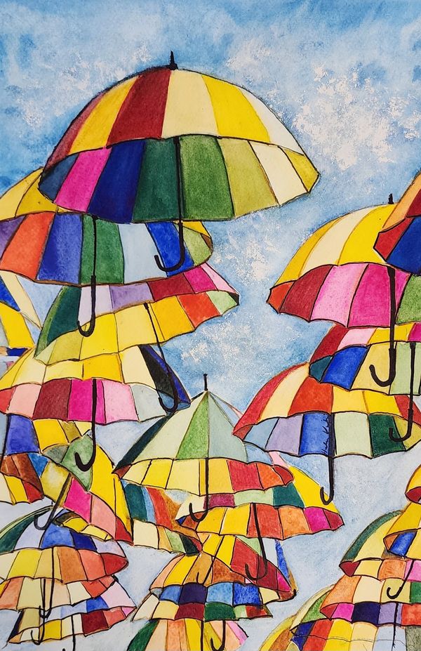 Umbrella Skies, 2024 Watercolor [10.5x13.5 ]   # 24-281 