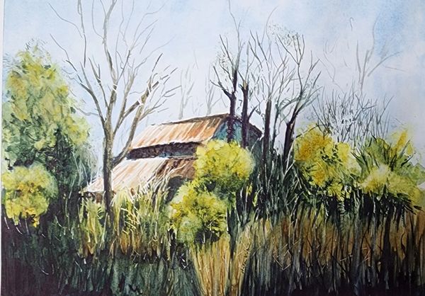 Farmstead #2, 2025 Watercolor [10x8 ]   # 25-293 