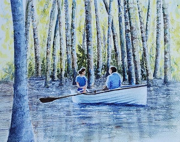 Rowing Through the Trees, 2025 Watercolor [10x8 ]   # 25-301