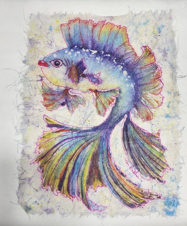 Koi Fish Light (Batik), 2025 Batik on Rice Paper [8x10 ]   # 25-303