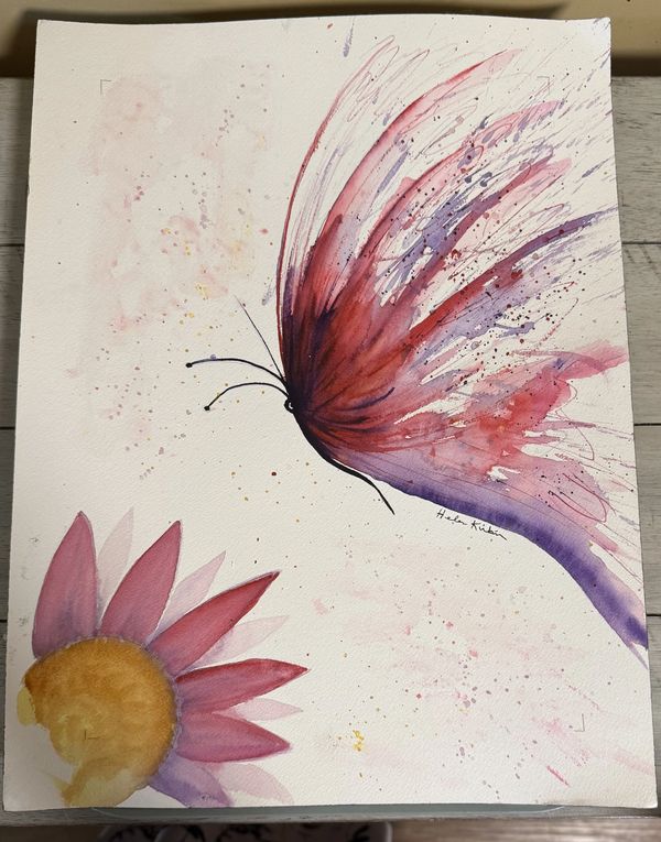 Butterfly Landing, 2025 Watercolor [8x10 ]   # 25-311 SOLD 