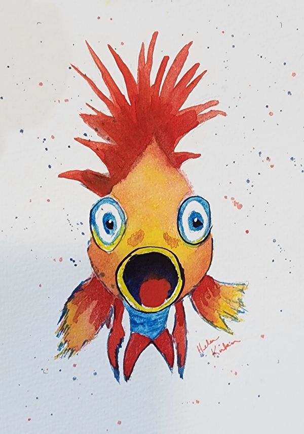 FMBAA Mini 25-09-04-3 Fish, 2025 Watercolor [5x7 ]   # 25-331 SOLD 