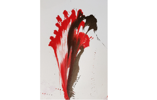 Red Brown Plume, 2022 [5x7 Acrylic] (Sold)   # 22-207