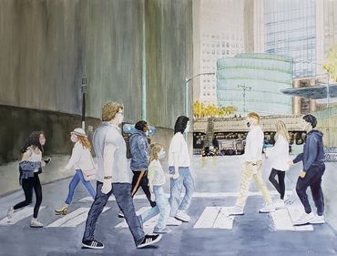 Road Block Chicago Style, 2022 [28x20 Watercolor]    # 22-203