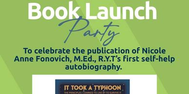 Announcement for Nicole Anne Fonovich's book launch party.