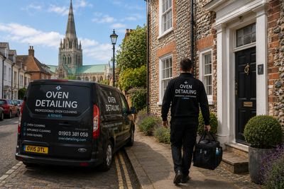 Oven Detailing van outside a Chichester home before an oven cleaning visit