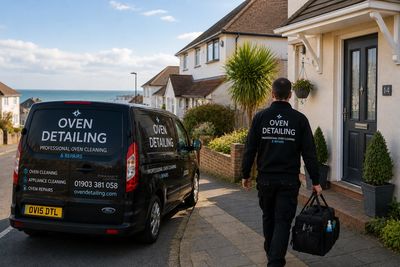 Oven Detailing van outside a Lancing home before an oven cleaning visit